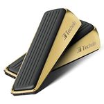 Techoln Door Stoppers for Bottom of Door, Metal and Rubber Door Stop, Doorstops for Inside Door, Door Wedge Holder Blocker for All Floor Surfaces, Easy Storage Wall Security (2, Black Gold)