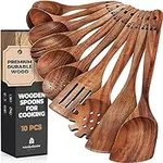 Wooden Spoons for Cooking, 10 Pcs T