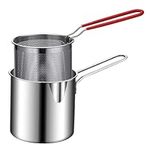 Deep Fryer Pot, Mini Deep Fryer, Stainless Steel Long Handle Deep Fryer Pot, Multifunctional Small Fat Fryer Pans, Japanese Fryer Fryer Machine, Deep Fat Fryer, Japanese Style Oil Saving Small Fryer