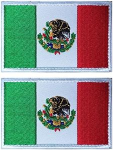 2 PCS AliPlus Mexico Flag Patch Embroidered Tactical Military Morale Patch Hook and Loop