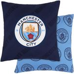 Manchester City F.C. Square Cushion Covers, 39 x 39cm Bed, Sofa Cushion Cover Pack of 2 - Man City Gifts