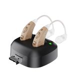 Hearing Aids, JINGHAO Rechargeable Hearing Aids for Seniors and Adults, Behind-the-Ear (BTE) with Charging Dock, Beige