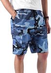 Backbone Mens Army Tactical Military BDU Camouflage Shorts Work Fishing Camping Casual Cargo Shorts (Sky Blue Camo,Size 34)