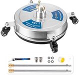 AngeDZ 14" Pressure Washer Surface Cleaner Attachment with 4 Wheels, 1/4" Quick Connector, 2 Extension Wands, 14 Inch Stainless Steel Housing for Max 4000psi Power Washer (Silver)