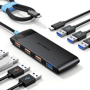 USB C Hub with 3 USB 3.2 10Gbps & 4 USB 3.0 5Gbps Ports, 5V 3A Charging Port, USB C to USB Port Extender for MacBook Pro/Air, HP Dell Laptops, iPad Pro, iPhone 15/15 Pro Max, etc., 1.97ft Cable