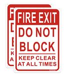 Fire Exit Sign, Do Not Block Door Signs, Keep Clear at All Times Sign, 250 x 180 mm Rust Free Aluminum, Weather/Fade Resistant Easy Mounting, 2 Pack