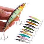 Sougayilang Minnow Fishing Lures Crankbaits Set Fishing Hard Baits Swimbaits Boat Topwater Lures for Trout Bass Perch Fishing-Type 10