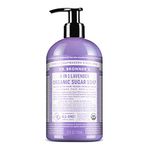 Dr Bronner’s 4-in-1 Organic Lavender Sugar Soap, Made with Organic Oils, Sugar and Shikakai Powder, For Hands, Body, Face & Hair, Fair Trade Certified & Vegan Friendly, 335ml Recycled Pump Bottle