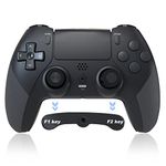 LuckyMoon Wireless Controller for PS4, Gamepad Joystick Controller Compatible with PS4/Pro/Slim with Dual Vibration/6-Axis Gyro Sensor/Turbo/Programmable Buttons(Black)