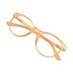VisionGlobal Blue Light Blocking Glasses for Women/Men, Computer Reading, Stylish Oval Frame, 13_muse_champagne, 0.00 (No Magnification)