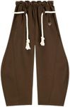 Aelfric Eden Super Baggy Barrel Sweatpants Wide Leg Pants for Women Men Casual Elastic Waist Unisex Lantern Trouser Pants Brown XL
