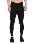 Athmonk Compression Nylon Lycra Lower Leggings Tights Yoga Pants for Men Boys - Workout Gym Exercise Running Cycling Training - Full Leg Sleeves - Cold Weather Sports Inner - Skinny Fit - Black, M