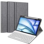 Fintie Keyboard Case for iPad Air 11-inch M2 (2024), iPad Air 5th Generation (2022) / iPad Air 4th Gen 10.9" - Soft TPU Back Cover w/Magnetically Detachable Bluetooth Keyboard, Gray