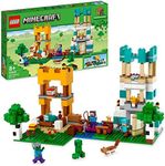 LEGO 21249 Minecraft The Crafting Box 4.0, 2in1 Playset; Build River Towers or Cat Cottage, with Alex, Steve, Creeper and Zombie Mobs Figures, Action Toys for Kids, Boys, Girls