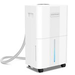 Homtronics 1500 Sq.Ft Dehumidifier with Drain Hose, 21 Pints Dehumidifier for Basement with 3 Dehumidification Modes, Humidity Control, 24 Hour Timer, Ultra Quiet, Suitable For Basement, Bedroom
