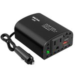 150W Car Power Inverter, DC 12V to 110V AC Car Charger USB C with PD 25W &QC3.0 Car Adapter Outelt Plug