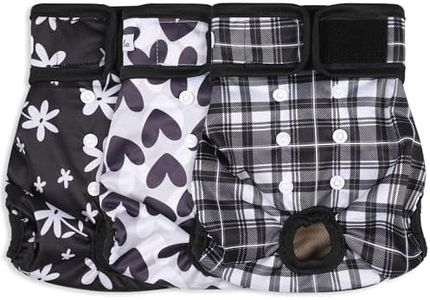 Female Dog Diapers - Premium Reusable Diapers for Doggie in Heat - for Pet Incontinence with Adjustable Snaps Black, XXL