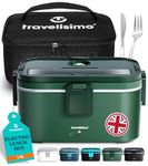 TRAVELISIMO Electric Lunch Box Food Heater 80W Heated Lunch Box 1.8L Food Warmer Container Hot Food in Car Truck & Office, 12V/24V/230V Heated Lunch Boxes for Adults, Stainless Steel Thermal Lunch Box