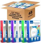 BAZIC Products 3 Ring Binder 1/2" Poly Presentation View Binders Organizer - Assorted Color, Round Ring, Hold 100 Sheets Paper, 48-Count