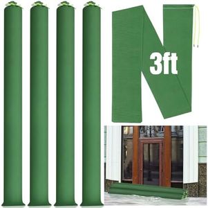 Threan 4 Pcs Long Canvas Sandbags Flood Protection Thickened Reusable Sand Bags Rain Wind Flood Barrier with Elastic Band Water Barrier Tube Sandbags for Door Window Rain Water Flood, Green (3 ft)