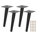 Uxcell 4PCS Metal Furniture Leg Replacement 8inch Couch Legs Cabinet Feet Black Modern Furniture Legs DIY Sofa Feet with Screws for Cupboard Table