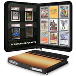 Toploader Binder - 35pt-55pt 3"x4" Gold Portable Top Loader Card Storage, 9 Pocket Card Binder, 216 Slots Rigid Card Holder, 4 PSA Slab Pocket, Lorcana, Pokémon, MTG, Hockey Card Binder, EVORETRO