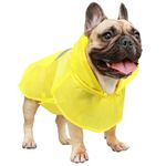 iChoue Dog Raincoat Packable Waterproof Adjustable with Reflective Straps Lightweight Rain Jacket Poncho for Small French Bulldog Pug Puppy (Yellow, S)