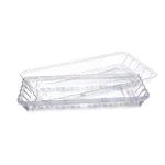 Gikisla Plastic Serving Platters Set of 6, Large Clear Plastic Serving Trays, Rectangle Reusable Platter Perfect for Christmas Parties Food Wedding Buffet