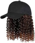 WUODHTW Woman Baseball Cap with Hair African Kinky Curly Hairpiece Girl Hair Synthetic Wavy Extensions wig braids