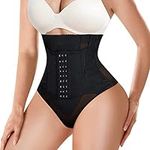 Chumian Shapewear Thong for Women Tummy Control Knickers High waisted Slimming Waist trainer panties Shaping Underwear Black