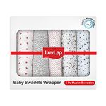 LuvLap 100% Cotton Muslin Baby Swaddle Set, Pack of 3, Size-120cm x 100cm (47"x39"), Dots Stars Zigzag Print, 0-18 Month+, Printed Muslin Swaddle Wrap for New Born Baby