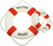 Bilipala Rustic Nautical Decorative Welcome Cloth Life Ring Buoy Home Wall Door Hangings Decor, Red, Pack of 2