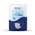 Disposable Face Masks (50 Mask Pack) Made in USA, 3 Ply Face Mask, Breathable Face Masks with Elastic Earloops (Blue)