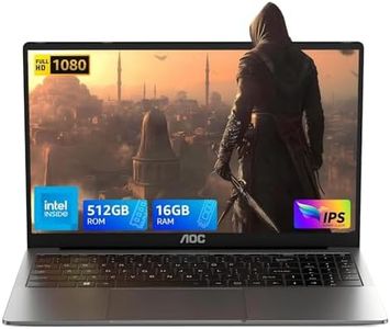 AOC Ordinateur Portable,Boîtier Métallique PC Portable,Mise à Niveau in-tel Quad-Core N97(6M Cache, Jusqu'à 3,60 GHz),15,60 Pouces FHD 16 Go de DDR4 512 Go de M,2 SSD,Wi-FI 5,BT 5,USB 3,2,Type C,HDMI