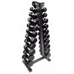 Equipped Gym - Weights Dumbbells Set With A Shaped 6 Tier Rack Stand. 1kg-10kg Pairs Cast Iron Gym Weights in 1kg increments. Gym Equipment For Home And Commercial Use For Both Men And Women