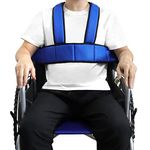 LOSCHEN Wheelchair Harness Non-Slip Half Vest Seatbelt Adjustable Thick Safety for Elderly and Children Disabled，Prevent Tilting Falling（Blue）