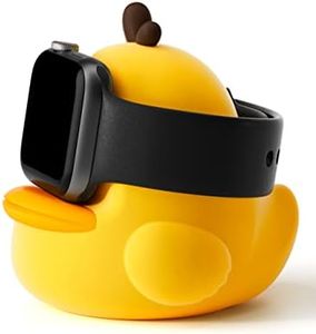 ELETIUO Charger Stand Compatible with Apple Watch Series 49/45/44/42/41/40/38mm iWatch Ultra2/Ultra/9/8/SE2/7/6/SE/5/4/3/2/1,Cute Duck Silicone Dock,Supports Night Stand Mode,Yellow