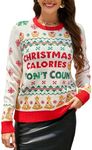 LUBOT 2024 Ugly Christmas Sweaters for Women Womens Christmas Sweater Cute Fuzzy Funny Tacky Holiday Parties Knitted Pullover Sequins Calorie S