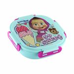 SKi Homeware Baker Insulated 3 Grid Bento Lunch Box With Stainless Steel Inner And A Steel Spoon- Masha & The Bear, 450Ml