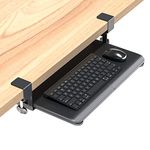 BONTEC Small Keyboard Tray Under Desk, Pull Out Keyboard & Mouse Tray with C Clamp, 20 (24.6Including Clamps) x 11.8inch Steady Slide-Out Computer Drawer for Typing, Perfect for Home or Office, Black