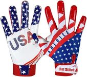 Football gloves American flag youth football gloves Sticky silicone Grip USA flag football receiver gloves youth football receiving gloves youth football gloves men adult & unisex.