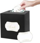 LIKAJON 1 Pack Black Card Box for Party, 8.7" Black Gift Card Box Money Box for Birthday, Wedding, Baby Shower, Retirement, Anniversary, Bridal Shower, Raffle Ticket