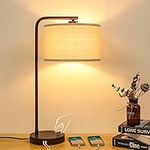 Side Table Lamp with Dual USB Ports