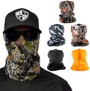 S A Company 5 pack UV Face Shield Multipurpose Protector Neck Gaiter Elastic Face Mask for Men and Women, (Hunter)