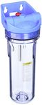 Pentek PENTEK-158649 3G Slim Line, 1/2" NPT #10 Under Sink Water Filter Housing, Integral Bracket Cap with Pressure Relief Button, 10 Inch, Blue/Clear, Polypropylene Buna O-Ring