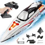BEZGAR RC Boat, 18 inch Big Brushless Remote Control Boat for Adults and Kids and, 55 KPH Large Fast RC Speed Boat with 2500mAh Battery, Ideal Waterproof Toy Boats for Lakes - HJ816 Gray