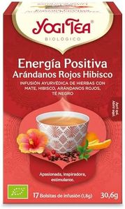 Yogi Tea Energía Positiva Arándanos Rojos Hibisco Bio - Infusión Ayurvédica - Mezcla de Mate, Hibisco, Arándanos y Té Negro - Pack de 6x17 bolsitas (102 bolsitas en total)