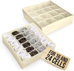 2 Pcs Sock Organizer for Drawer – Underwear & Sock Drawer Organizer Divider with 40 Cell Dividers for Efficient Closet Organization & Storage – Designed for Neat & Tidy Organization & Maximizing Space
