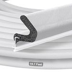 19.7FT Kerf V‑Shaped Weather Stripping Door Seal, Press‑in Seal for Pre‑Cut Slot Doors, Not Self‑Adhesive, Soundproof Draft Blocker for Exterior Front Doors, Fits Large Gaps, Easy DIY Install (White)