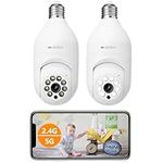 Bulb Security Camera 2 Pack,Free Cloud Storage 1080P with 2.4G /5G WiFi,360 Degree Pan/Tilt Human Motion Detection Two Way Audio Color Night Vision